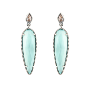 Pendientes de calcedonia facetada P1114